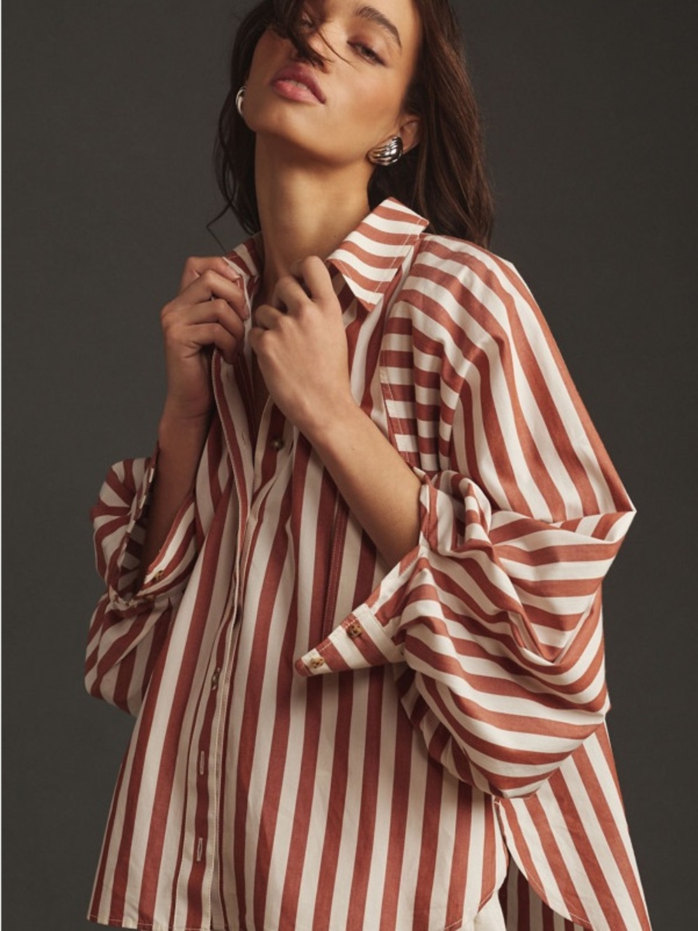 Anthropologie Pilcro Striped Bailey Boyfriend Batwing Buttondown Blouse